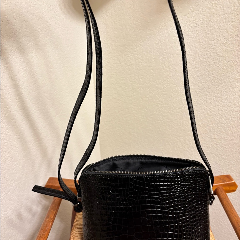 Italy Gianni conti Elegant Black Croc-Embossed Shoulder Bag from